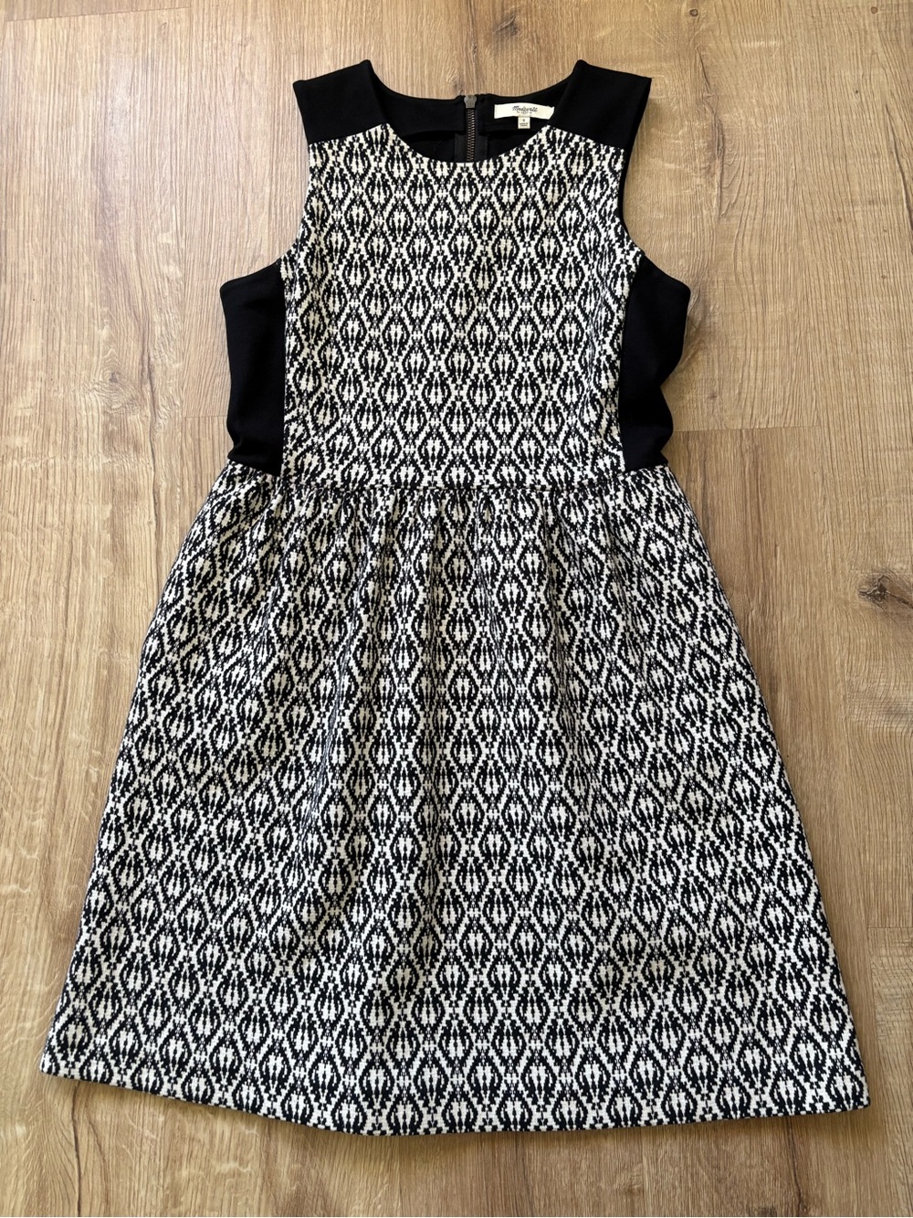 Madewell Black and White fit and flare dress